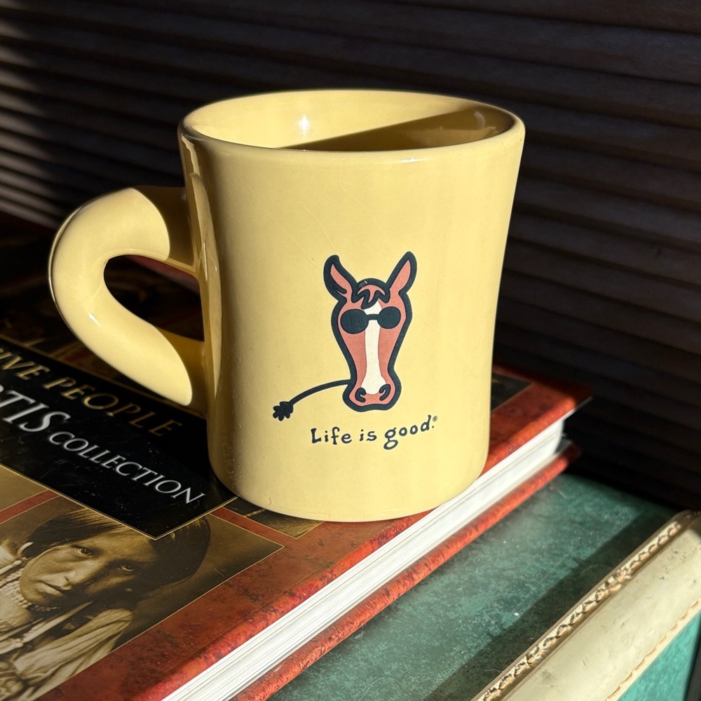 Life Is Good Yellow Mug with Fun Design set of 2